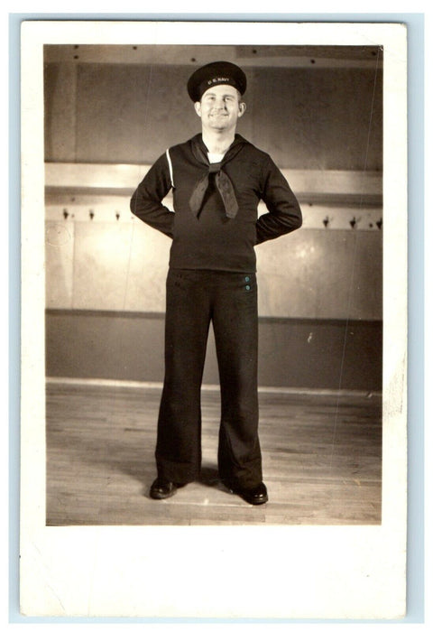 c1940's US Navy Sailor Greenville North Carolina NC Riddick RPPC Photo Postcard