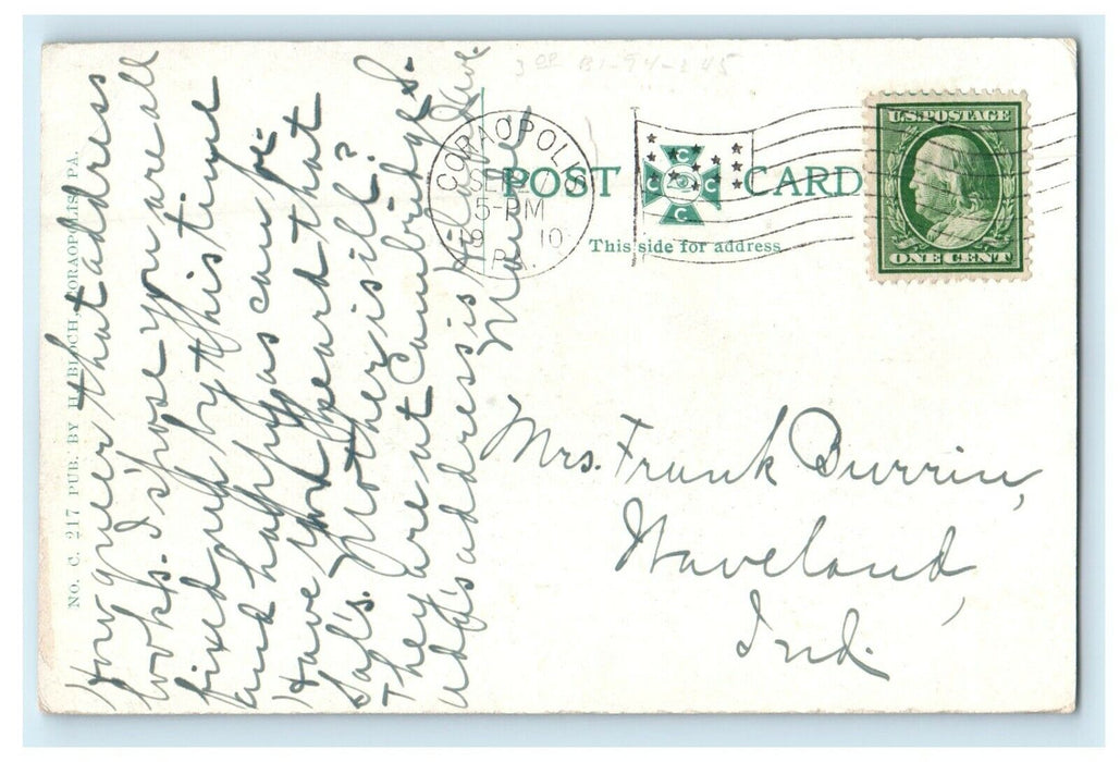 1910 McKinley Public School Building Coraopolis Pennsylvania PA Antique Postcard