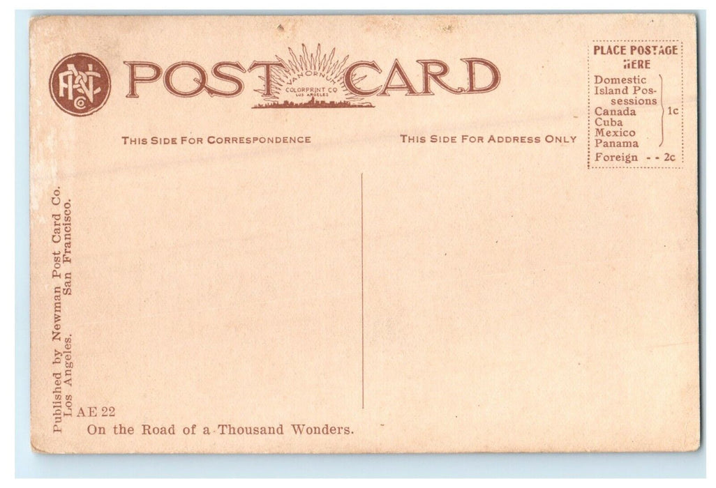 c1910's On The Road Of A Thousand Wonders Railway Train California CA Postcard