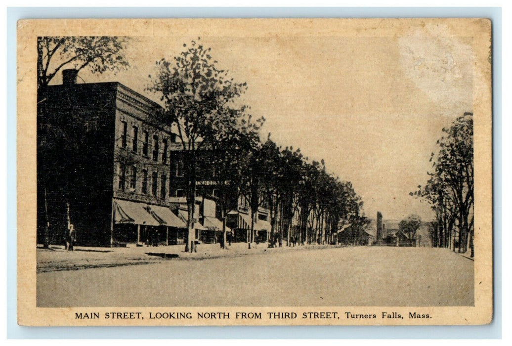 1910 Main Street Looking North, Turners Falls Massachusetts MA Postcard