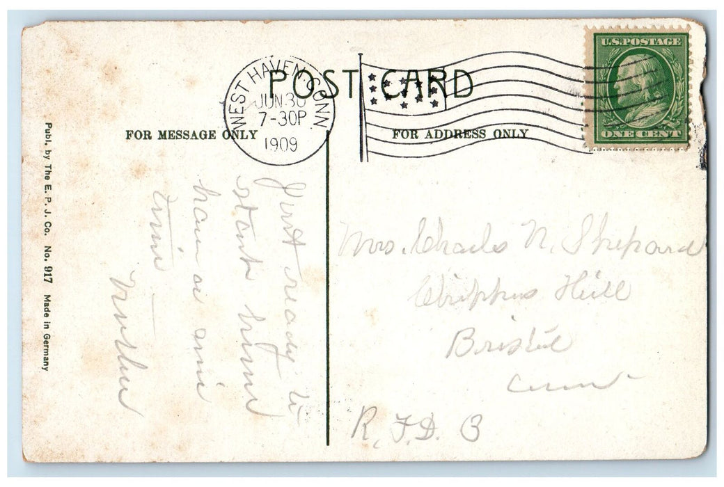 1909 Savin Rock Moonlight Scene Stairs Seaside Trees Connecticut CT Postcard