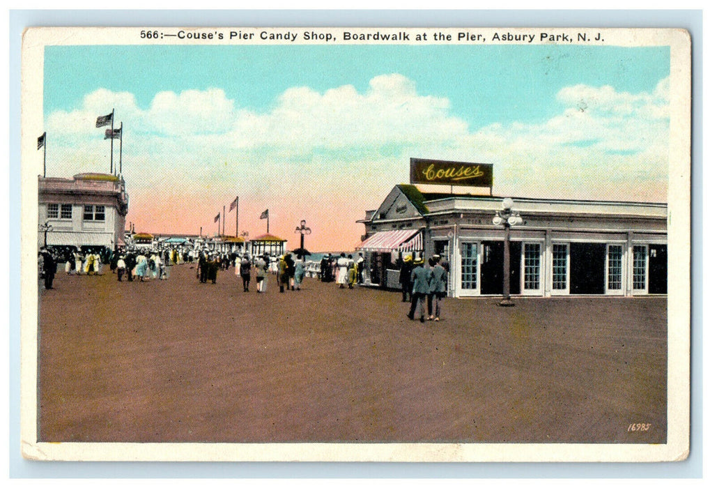 c1920 Couse's Pier Candy Shop, Asbury New Jersey NJ Advertising Postcard