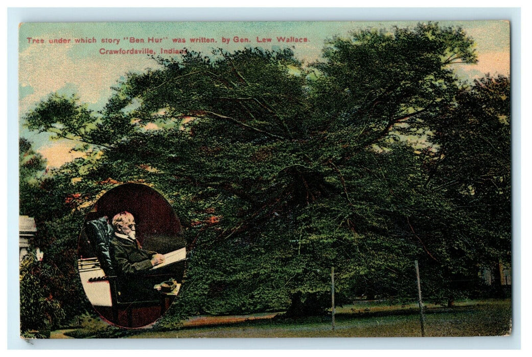 c1910 Ben Hur Tree General Lew Wallace Crawfordsville Indiana IN Postcard