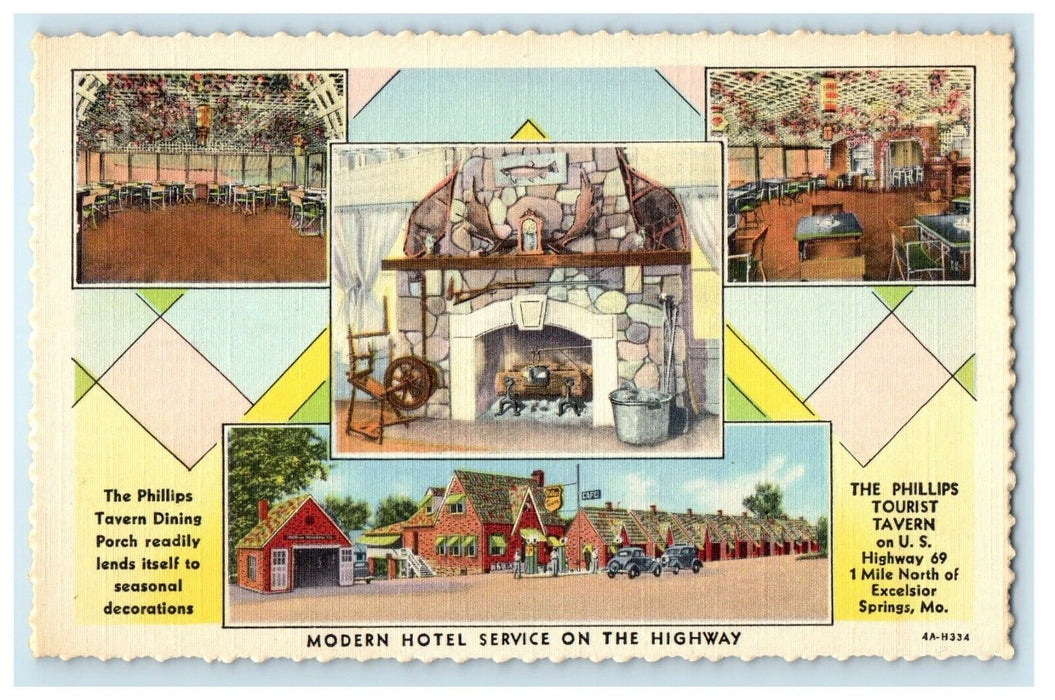 The Philips Tourist Tavern North Excelsior Spring Missouri MO Mutiview Postcard