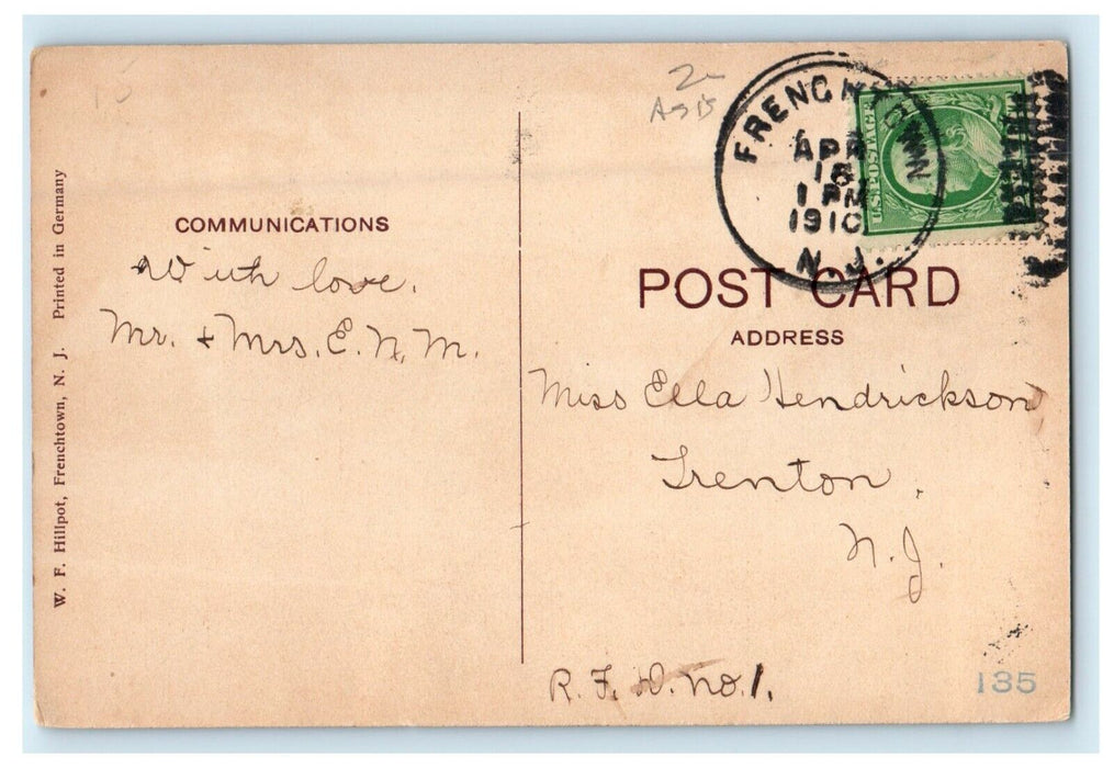 1910 Delaware Bridge Frenchtown New Jersey NJ Posted Antique Postcard