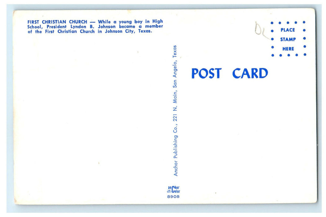 c1950s First Christian Church Johnson City Texas TX Unposted Postcard