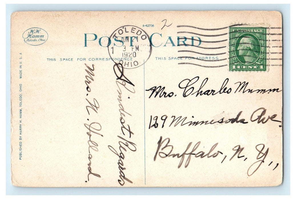 1920 Post Office Cor. Madison Ave. & 13th Toledo Ohio OH Posted Postcard