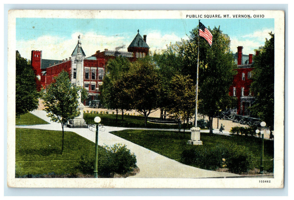 1937 Public Square MT Vernon Ohio OH Posted Vintage Postcard