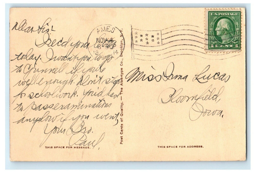 1914 Campus Iowa State College Ames Iowa IA Posted Vintage Postcard