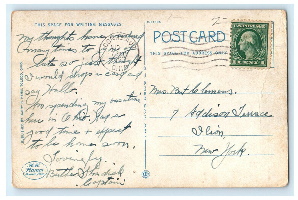 1923 Girard Hill Between Conneaut Ohio and Erie Pennsylvania PA Postcard