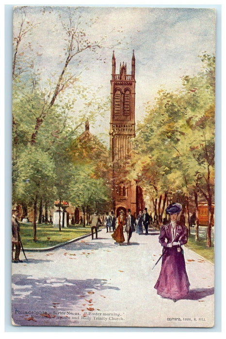 Philadelphia PA, Easter Morning Rittenhense Square Holy Trinity Church Postcard