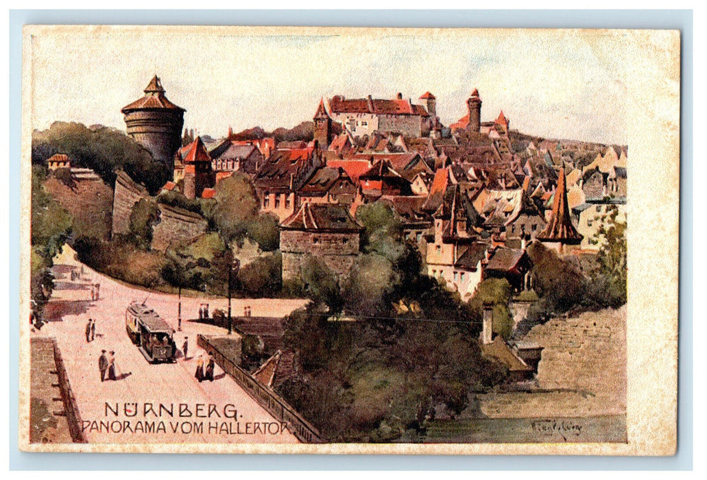 c1910 Panorama Von Hallertor Nurnberg (Nuremberg) Germany Unposted Postcard