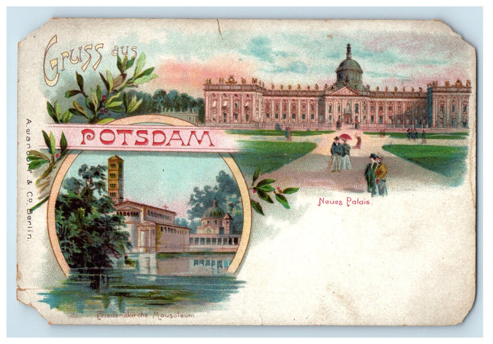 c1905 Multiview, Gruss Aus (Greetings from) Potsdam Germany Antique Postcard