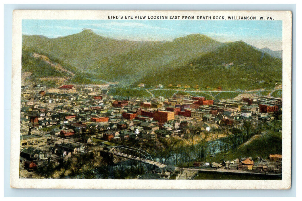 c1920s Birds Eye View Looking East Death Rock West Virginia WV Postcard