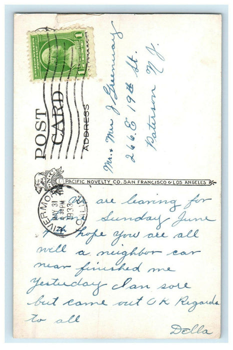 1933 Mt Diablo Eastern San Francisco Bay California CA Posted Postcard