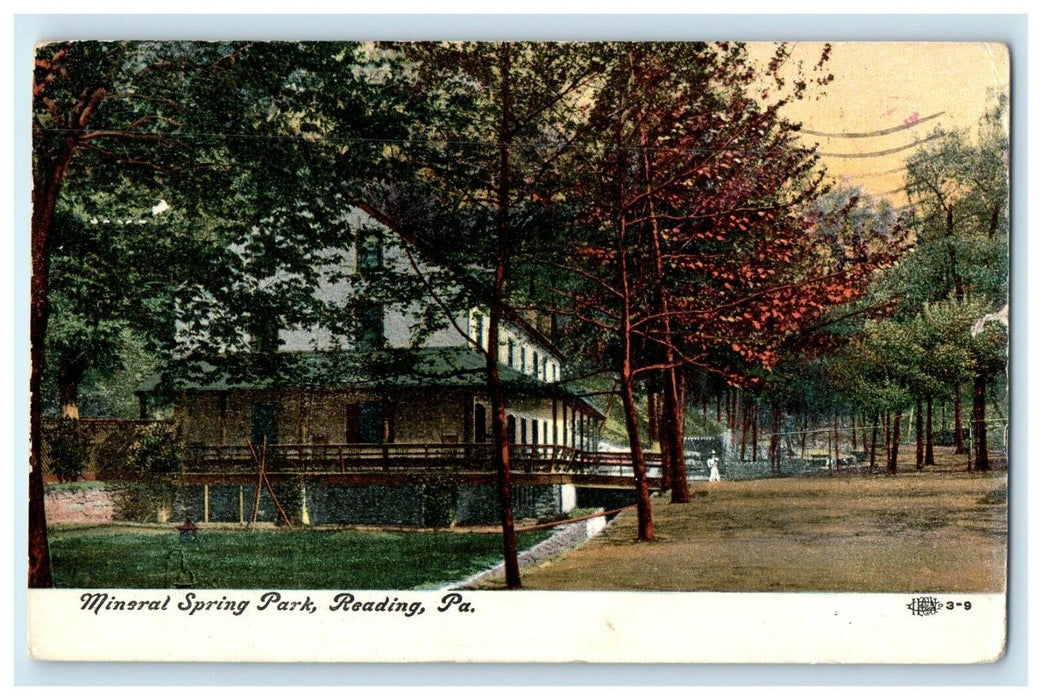1909 Mineral Spring Park Reading Pennsylvania PA Posted Antique Postcard