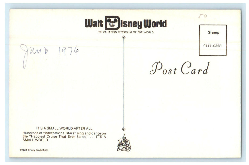 1976 It's A Small World After All Walt Disney World Florida FL Postcard