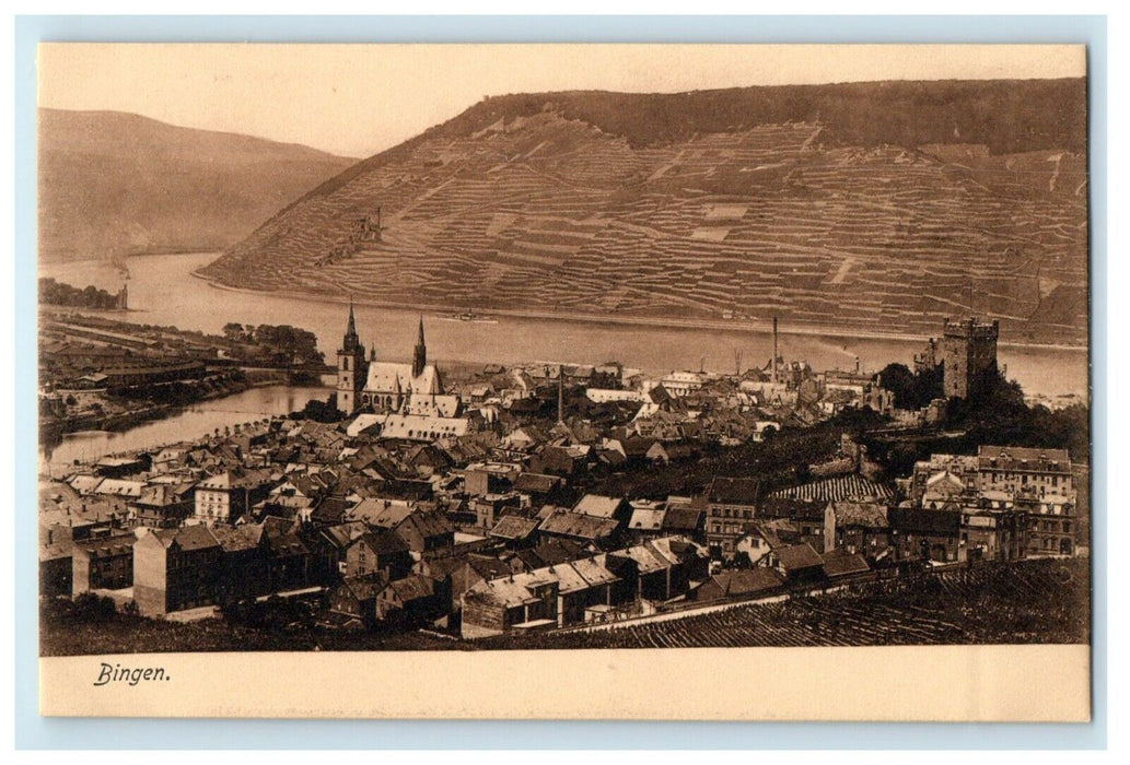 c1910's Aerial View Town Of Bingen Germany Unposted Antique Postcard