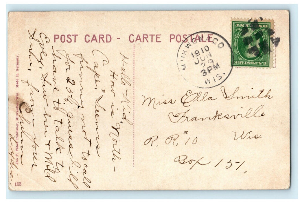 1910 Milwaukee Boat Club Milwaukee Wisconsin WI Mukwonago Postcard