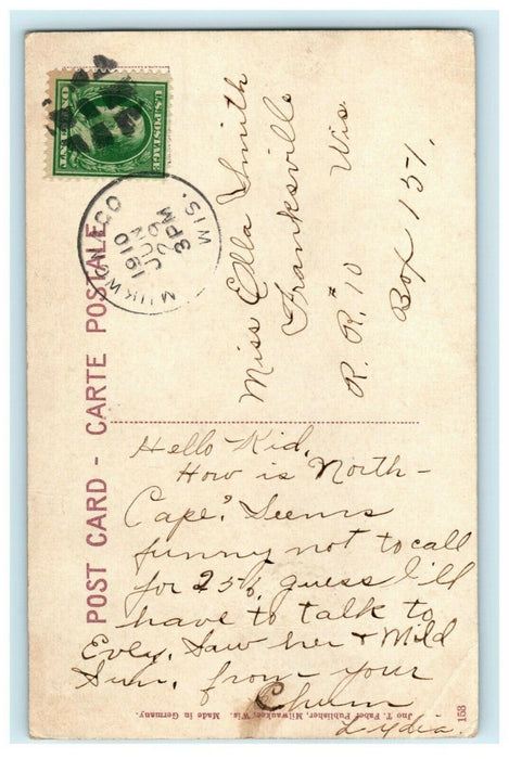 1910 Milwaukee Boat Club Milwaukee Wisconsin WI Mukwonago Postcard