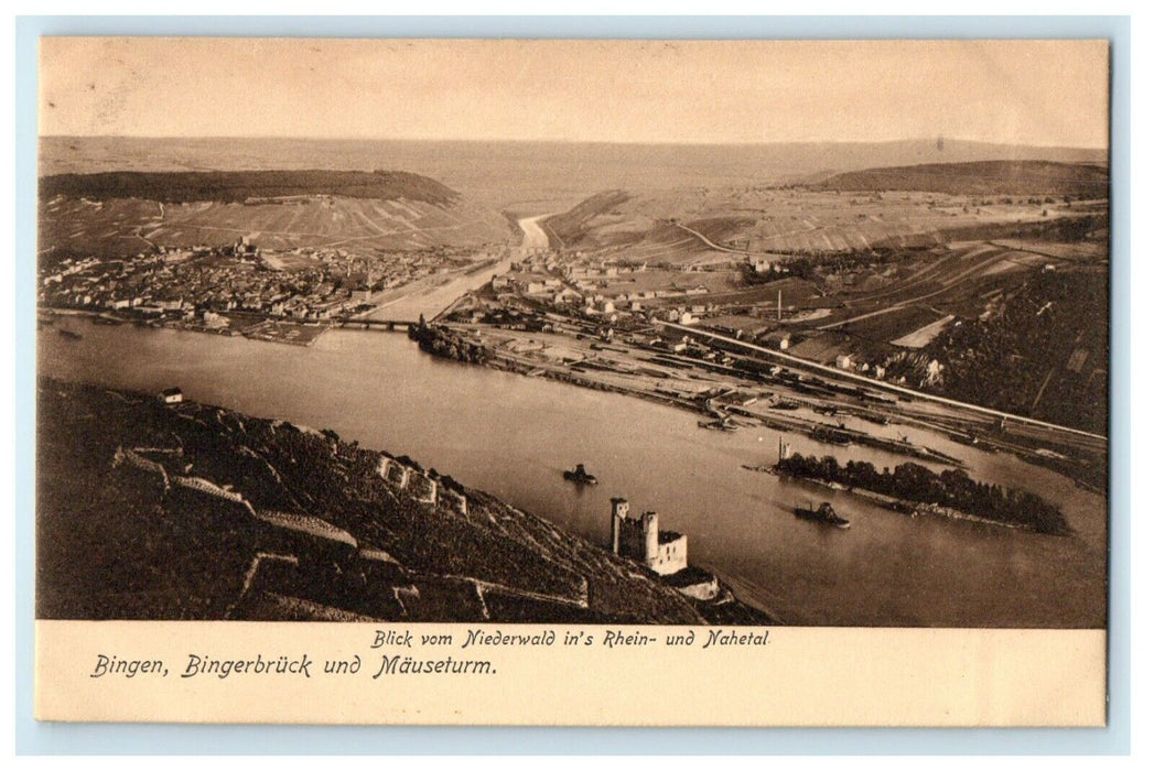 Birds Eye View From Niederwald To Rhine Nahe Valley Bingen Germany Postcard