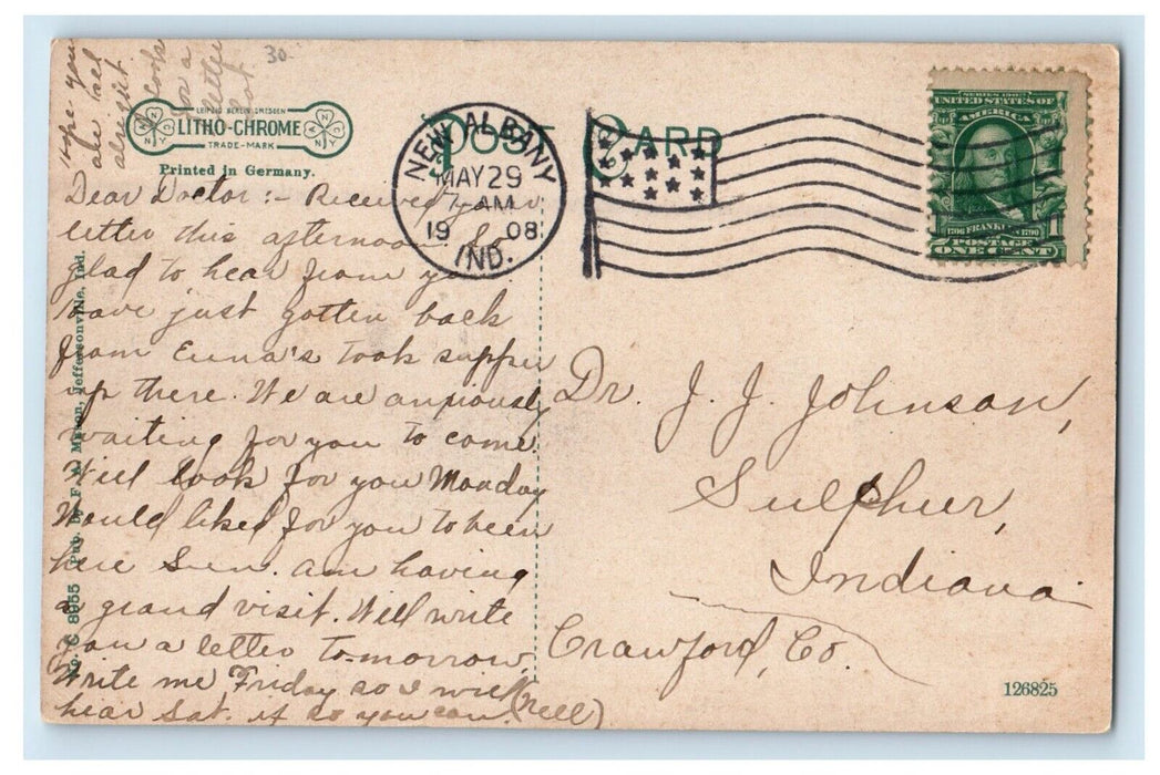 1908 Silver Creek Bridge Trolley Train Glenwood Indiana IN Antique Postcard