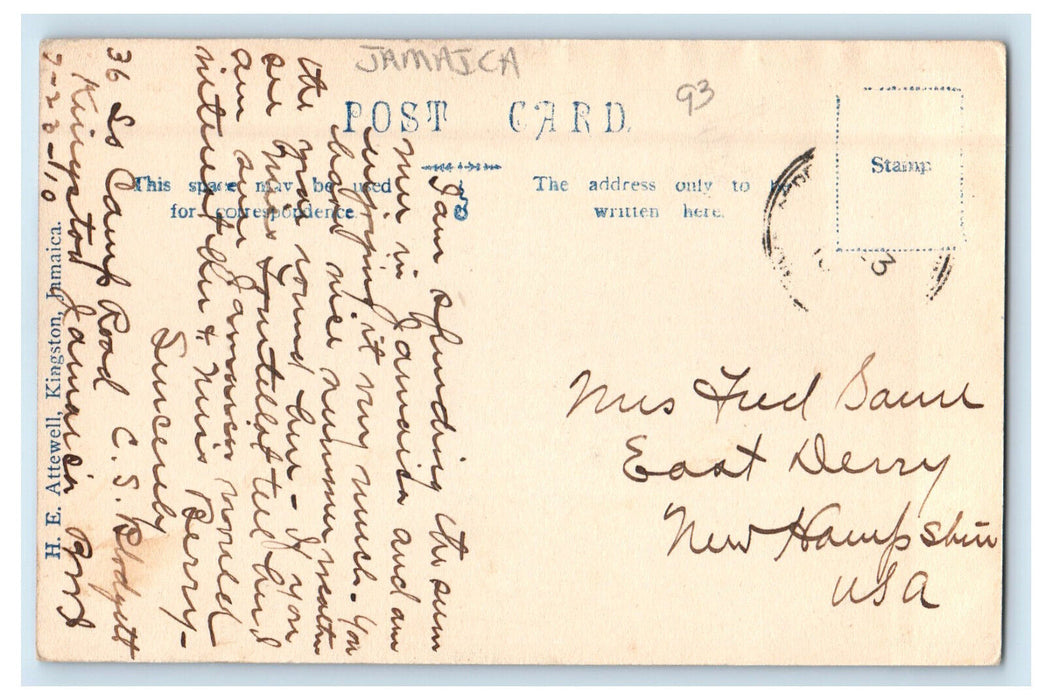 1910 Blue Mountain Peak with Hut Jamaica Posted Antique Postcard