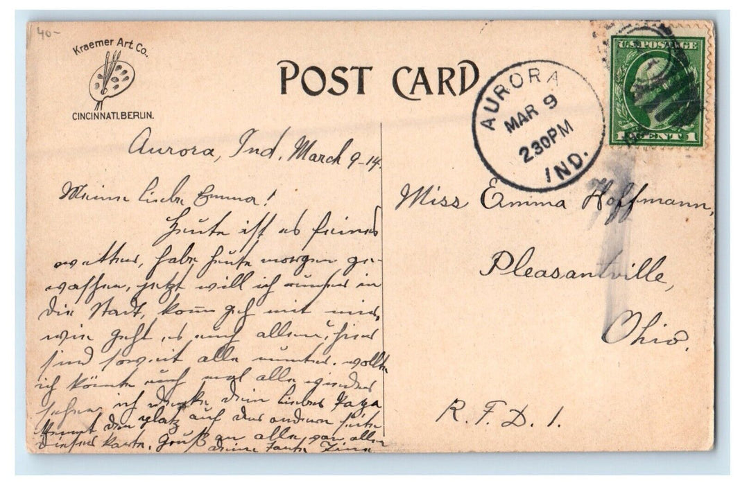 1914 Blue Lick Spring Girl Riding Horse Aurora Indiana IN Antique Postcard
