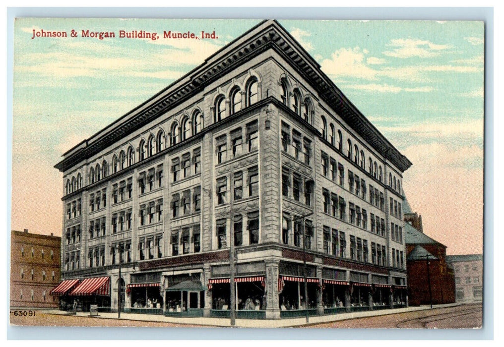 c1910's Johnson & Morgan Building Muncie Indiana IN Unposted Antique Postcard