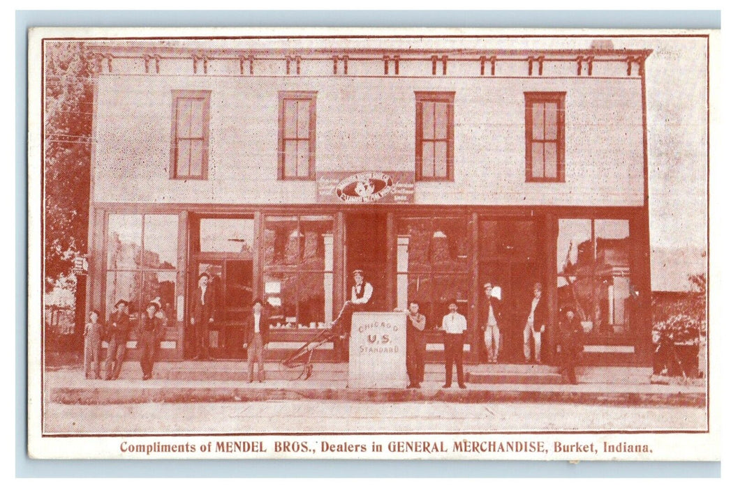 1908 Mendel Bros General Merchandise Menu Burket Indiana IN Antique Postcard