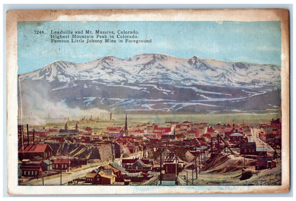 c1952 Leadville Mount Massive Highest Mountain Peak  Colorado CO Posted Postcard