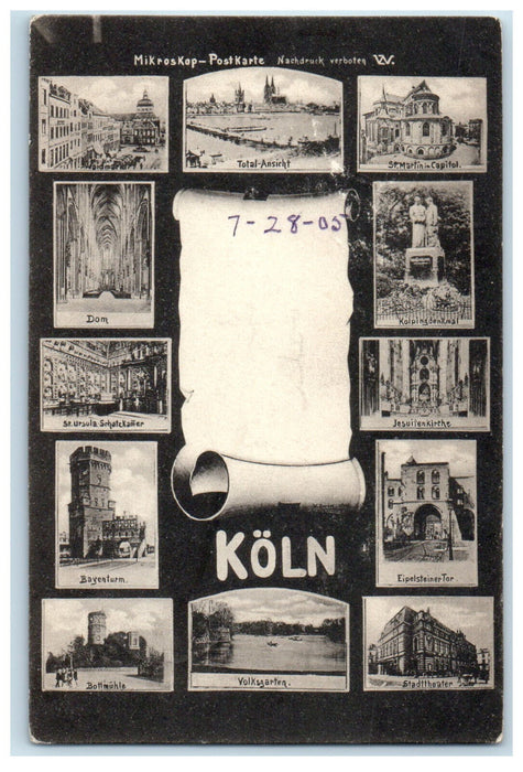 1905 Multiview of Statues and Places in Koln(Cologne) Germany Postcard