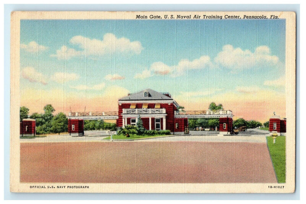 c1930's Main Gate U.S Naval Air Training Center Pensacola Florida FL Postcard