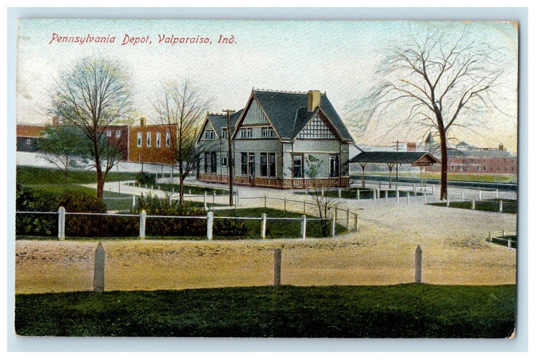 c1910's Pennsylvania Depot Valparaiso Indiana IN Unposted Antique Postcard