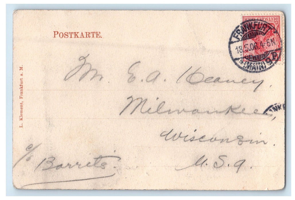 1906 Gruss Aus Butschly's Conditorei Frankfurt a M Germany Antique Postcard