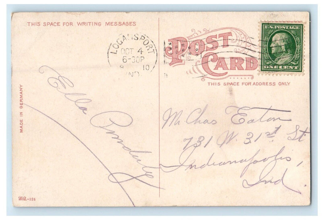 1910 View Of 6th Street Bridge Logansport Indiana IN Posted Antique Postcard