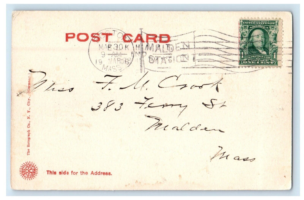 1906 Island Park From Main Street Bridge Elkhart Indiana IN Rotograph Postcard