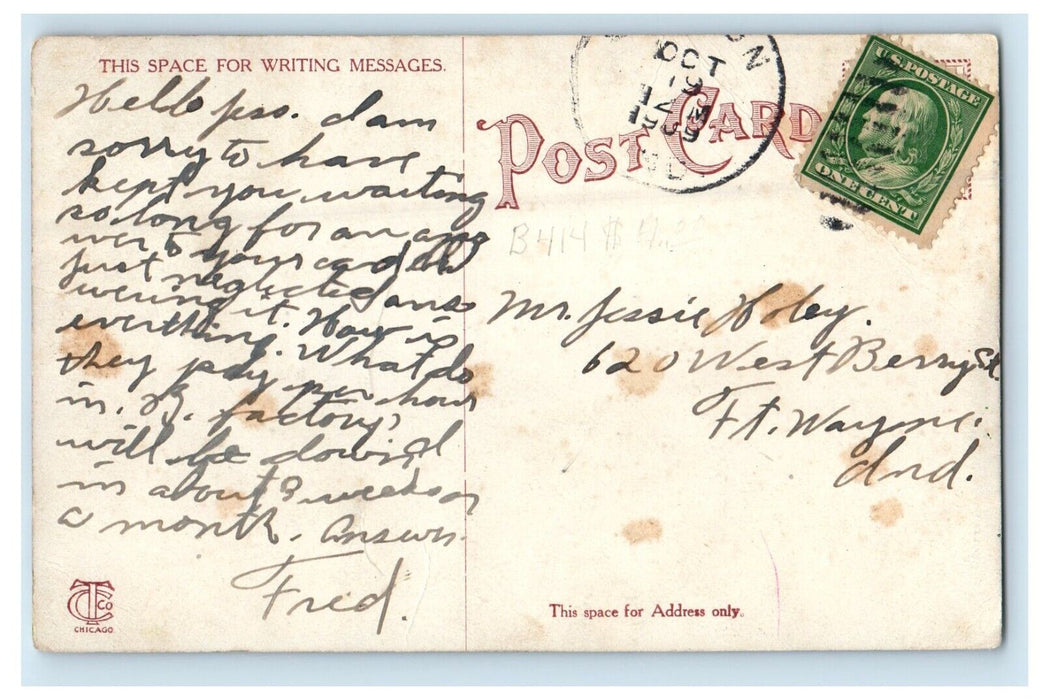 1909 View Of Court House Lawn Albion Indiana IN Posted Antique Postcard