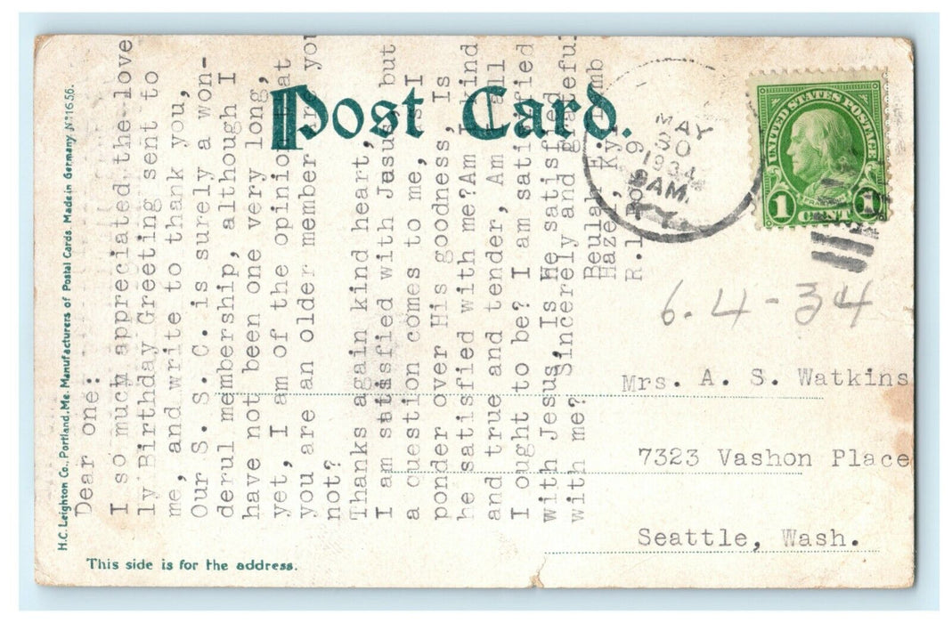 1934 Frye's Leap Showing "Images" Sebago Lake Maine ME Vintage Postcard