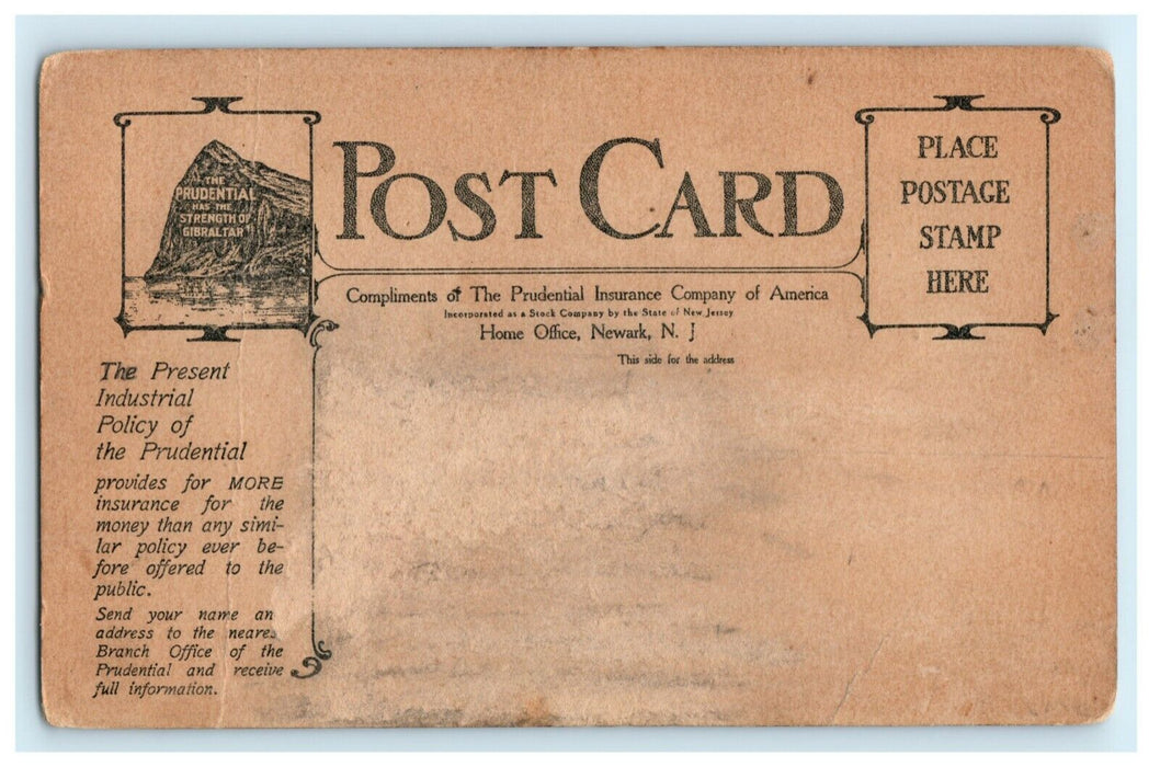1910 Prudential Insurance Co. Advertising Calendar Dog Girl Bubbles Postcard