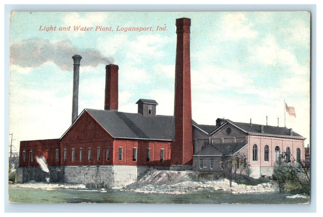 c1910's Light And Water Plant Logansport Indiana IN Unposted Antique Postcard