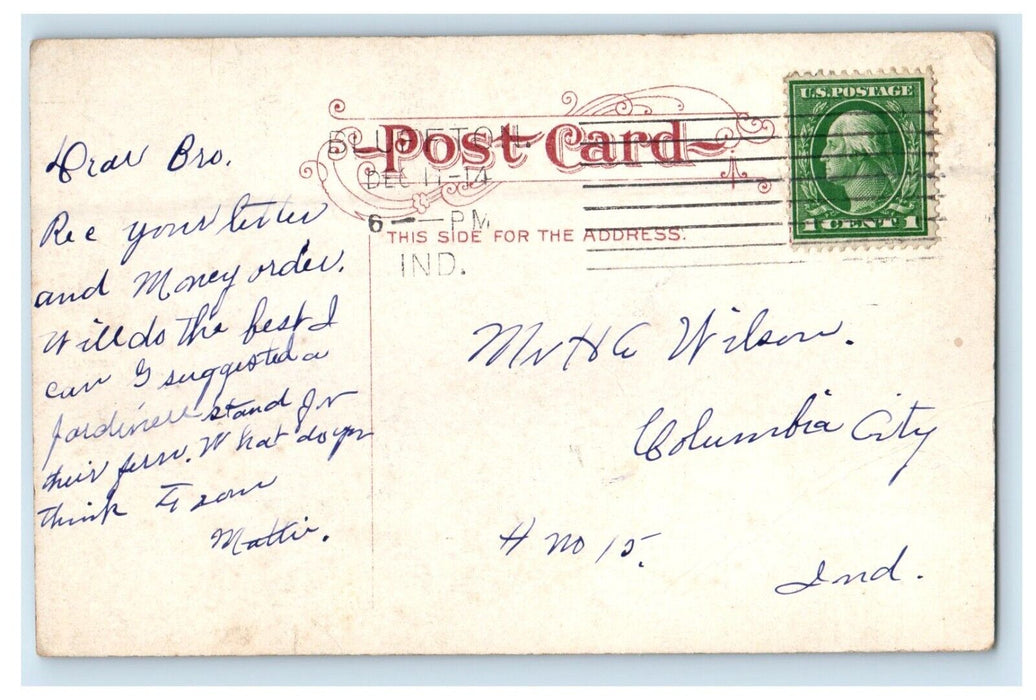 1914 Calhoun St. South From Main St. Fort Wayne Indiana IN Antique Postcard
