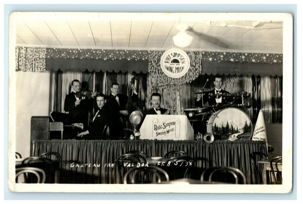 c1940's Robert Simpson Swing Band Photo Valdor Quebec Canada RPPC Postcard
