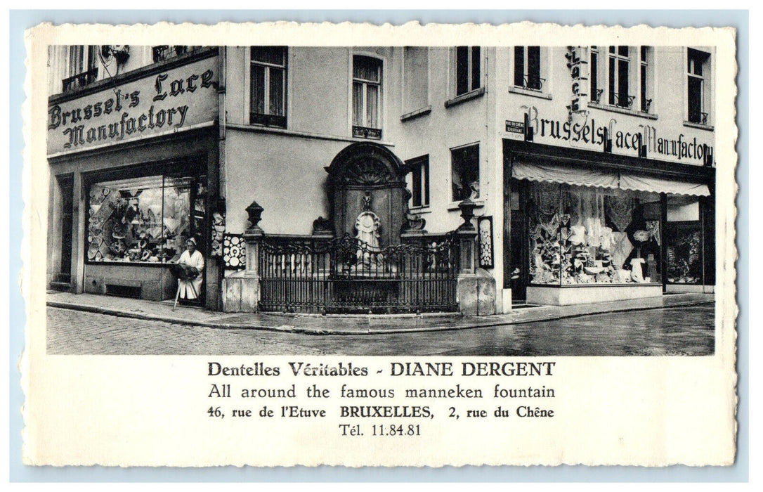 c1940s Brussels Lace Manufacturer Diane Dergent Brussels Belgium Postcard