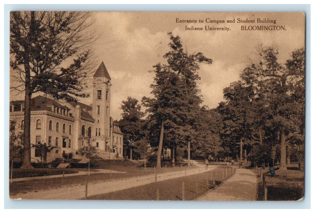 Entrance To Campus Student Building Indiana University Bloomington IN Postcard