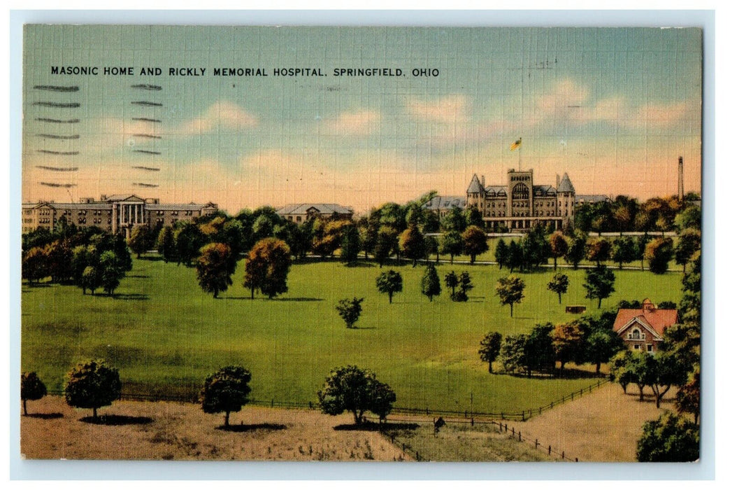 1945 View Of Masonic Home Rickly Memorial Hospital Springfield Ohio OH  Postcard