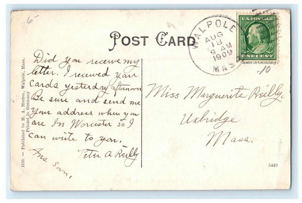 1909 St. Francis Catholic Church Walpole Massachusetts MA Antique Postcard