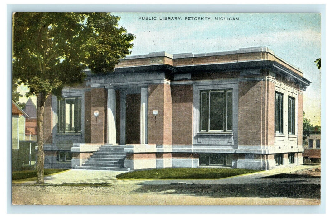c1910 Public Library Petoskey Michigan MI Unposted Antique Postcard