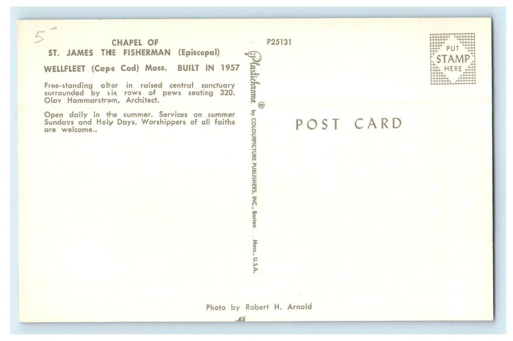 1957 Chapel of St James, Wellfleet, Massachusetts MA Vintage Postcard