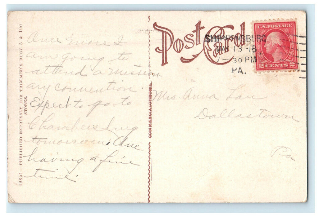 1918 Gymnasium State Normal Shippensburg Pennsylvania PA Posted Postcard
